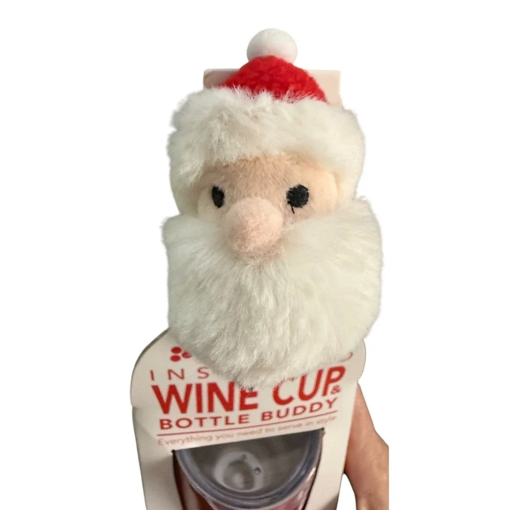 Wild Eye Designs Christmas Insulated Wine Cup & Santa Bottle Stopper Set 14oz